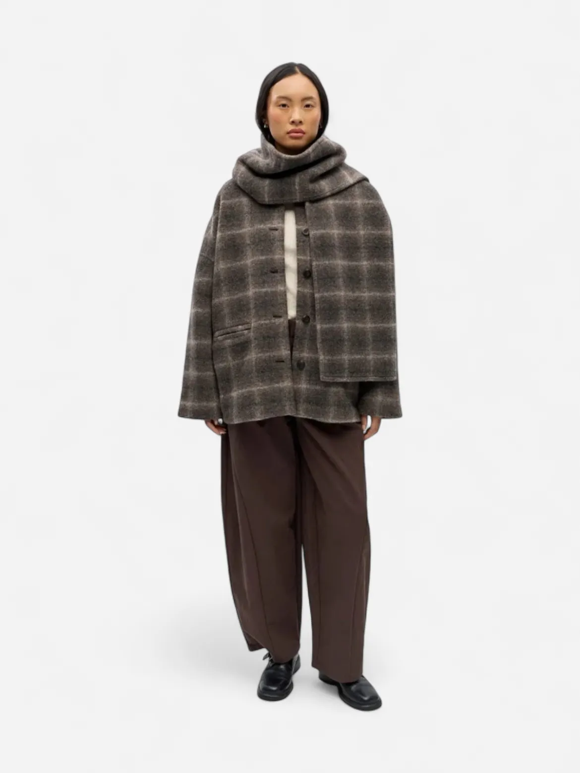 Object naisten villakangastakki Objmaise Scarf Jacket, Carafe Check