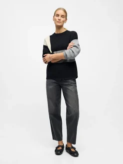 OBJRAY LO L/S KNIT PULLOVER AOP NOOS Black