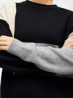 OBJRAY LO L/S KNIT PULLOVER AOP NOOS Black