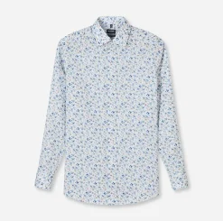 Olymp kauluspaita +Hiha Luxor Modern Fit Floral Print, valkopohjainen kuosi