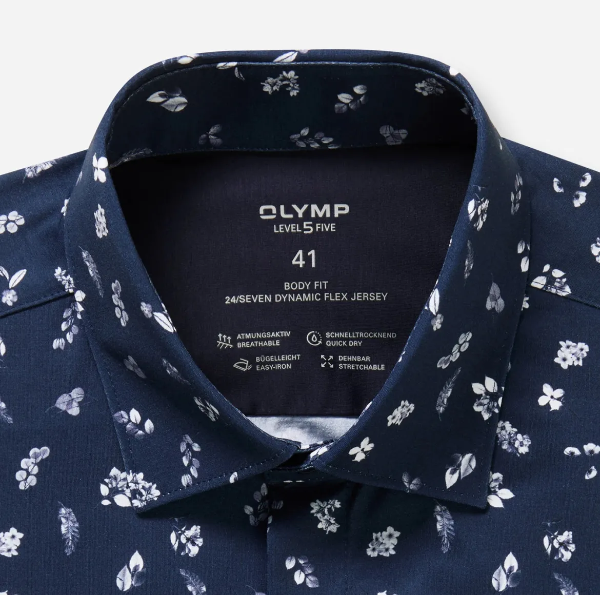Olymp kauluspaita 24/7 Level 5 Body Fit Jersey, sininen kuosi