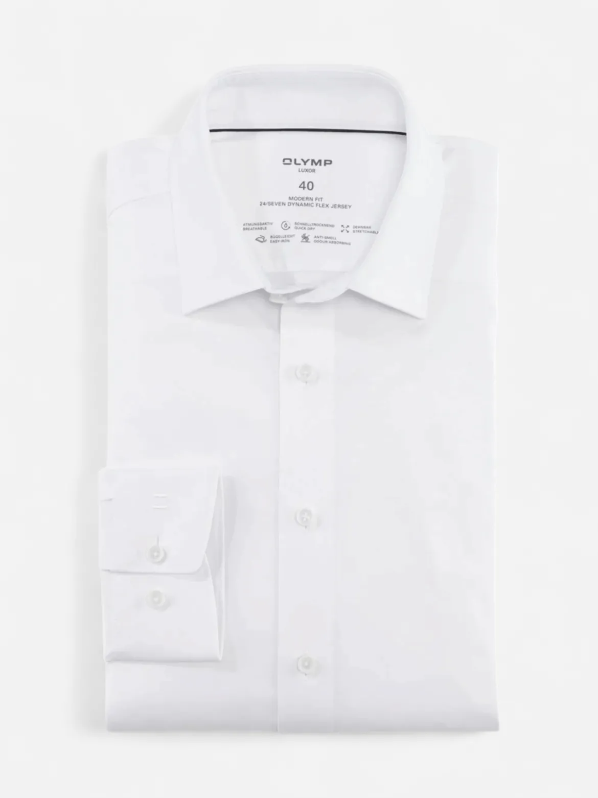 Olymp kauluspaita 24/7 Luxor Modern Fit Jersey, valkoinen