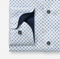 Olymp kauluspaita Luxor Modern Fit Microprinted, valkopohjainen kuosi