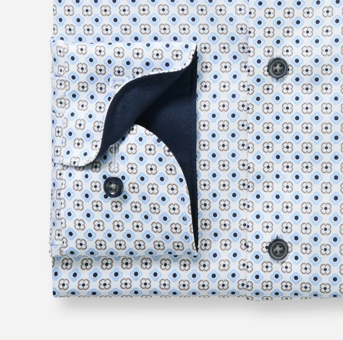 Olymp kauluspaita Luxor Modern Fit Microprinted, valkopohjainen kuosi