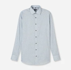 Olymp kauluspaita Luxor Modern Fit Microprinted, valkopohjainen kuosi