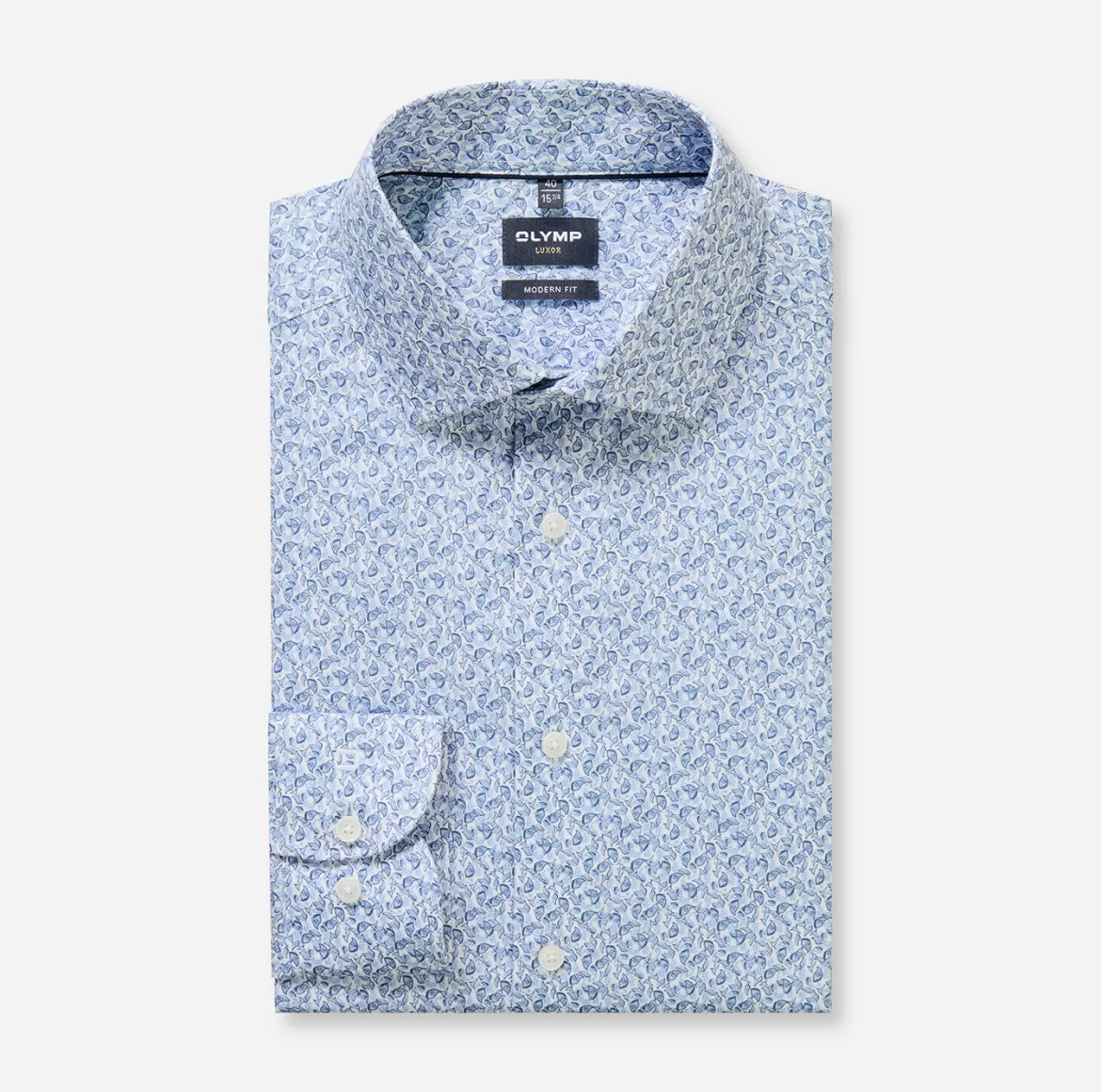 Olymp kauluspaita Luxor Modern Fit Microprint, vaaleansininen