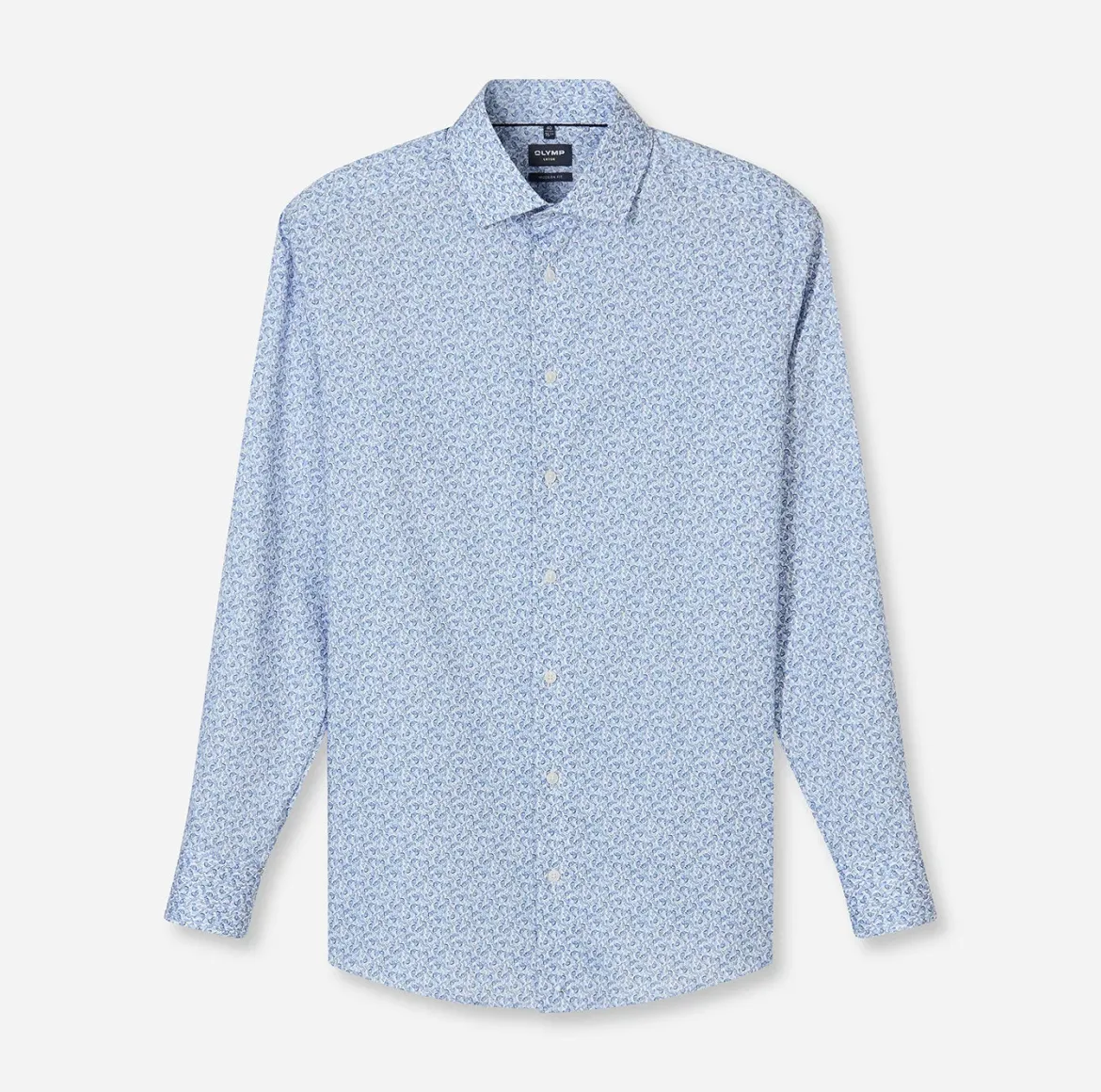 Olymp kauluspaita Luxor Modern Fit Microprint, vaaleansininen