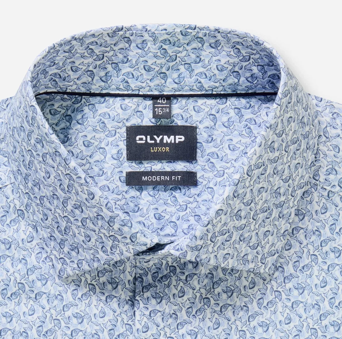 Olymp kauluspaita Luxor Modern Fit Microprint, vaaleansininen