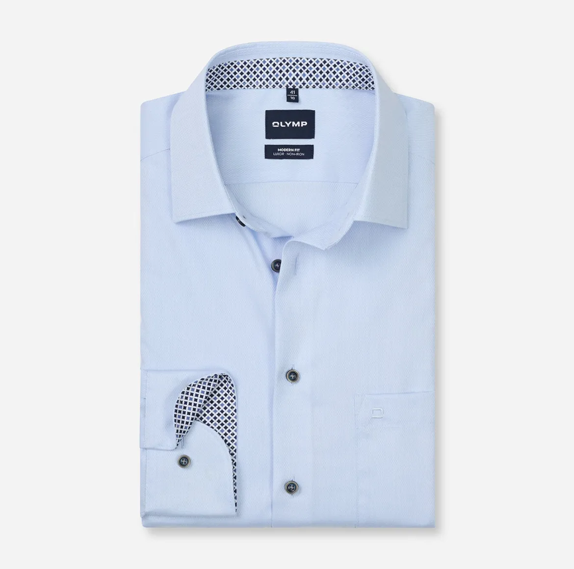 Olymp kauluspaita Luxor Modern Fit Contrast Non Iron, vaaleansininen