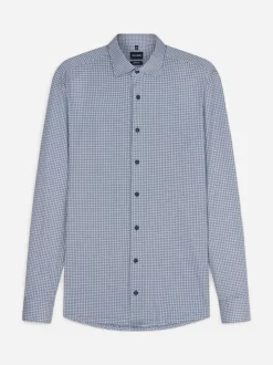 Olymp kauluspaita 24/Seven Modern Fit Jersey Print, sininen kuosi