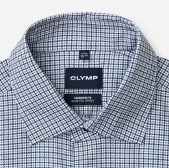 Olymp kauluspaita 24/Seven Modern Fit Jersey Print, sininen kuosi
