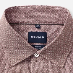 Olymp miesten kauluspaita 24/7 Body Fit Jersey Microprint, punainen