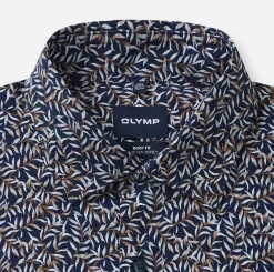 Olymp miesten kauluspaita 24/7 Body Fit Jersey Floralprint, sininen kuosi