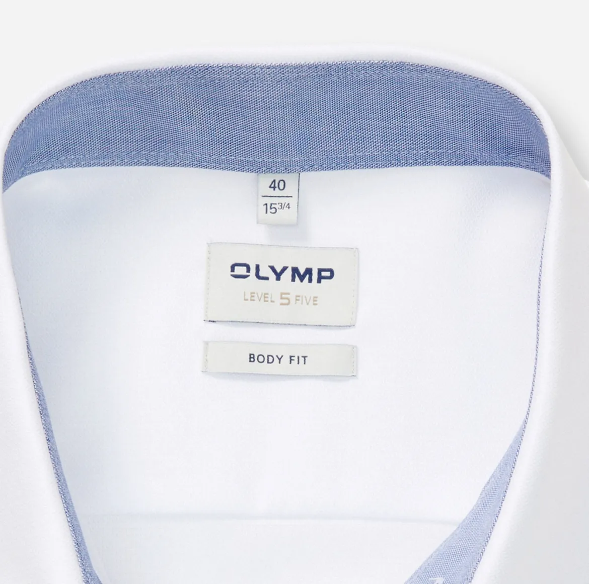 Olymp miesten kauluspaita Level Five Body Fit Contrast, valkoinen