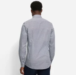 Olymp miesten kauluspaita, 051 LEVEL 5 BODY FIT COTTON PRINT Sininen Kuosi