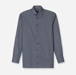 Olymp miesten kauluspaita, 042 LUXOR MODERN FIT MICRO PRINT Sininen Kuosi