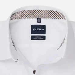 Olymp miesten kauluspaita Luxor Modern Fit Non-Iron Contrast +hiha, valkoinen