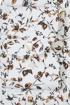 Olymp miesten kauluspaita Luxor Modern Fit Floral Non Iron +hiha, valkopohjainen kuosi