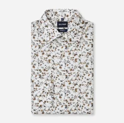 Olymp miesten kauluspaita Luxor Modern Fit Floral Print, valkopohjainen kuosi