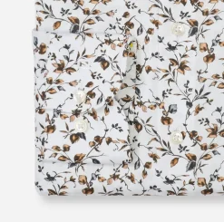 Olymp miesten kauluspaita Luxor Modern Fit Floral Print, valkopohjainen kuosi