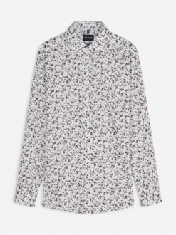 Olymp miesten kauluspaita Luxor Modern Fit Floral Print, valkopohjainen kuosi