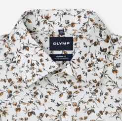 Olymp miesten kauluspaita Luxor Modern Fit Floral Print, valkopohjainen kuosi