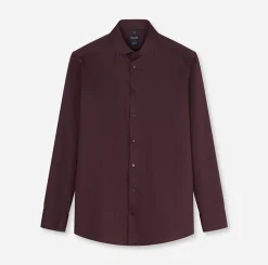 Olymp miesten kauluspaita Luxor Modern Fit Satin Non iron, tumma luumunpunainen