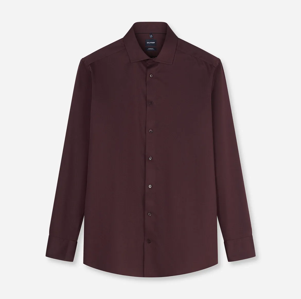 Olymp miesten kauluspaita Luxor Modern Fit Satin Non iron, tumma luumunpunainen