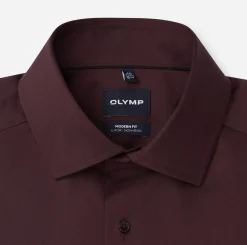 Olymp miesten kauluspaita Luxor Modern Fit Satin Non iron, tumma luumunpunainen