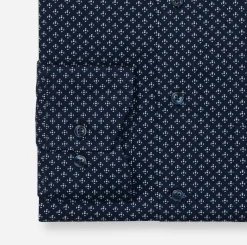 Olymp miesten kauluspaita, 042 LUXOR MODERN FIT MICROPRINT Tummansininen
