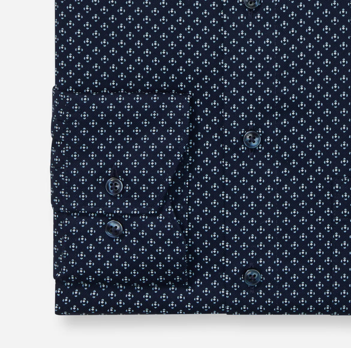 Olymp miesten kauluspaita, 042 LUXOR MODERN FIT MICROPRINT Tummansininen