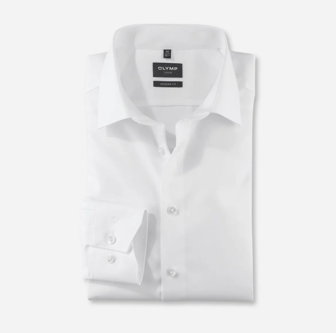 Olymp miesten kauluspaita, OLYMP LUXOR MODERN FIT WHITE Valkoinen