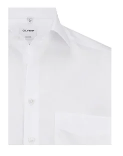 Olymp Miesten Kauluspaita, White Comfort Fit Valkoinen