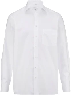 Olymp Miesten Kauluspaita, White Comfort Fit Valkoinen