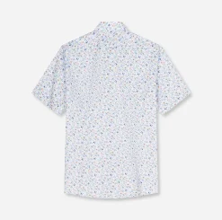 Olymp miesten lyhythihainen kauluspaita SS Luxor Modern Fit Floral Print, valkopohjainen kuosi