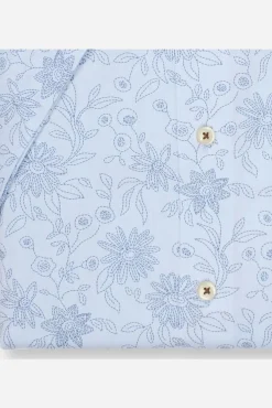 Olymp miesten lyhythihainen kauluspaita Luxor Modern Fit SS Floral Print, kuosivaaleansininen