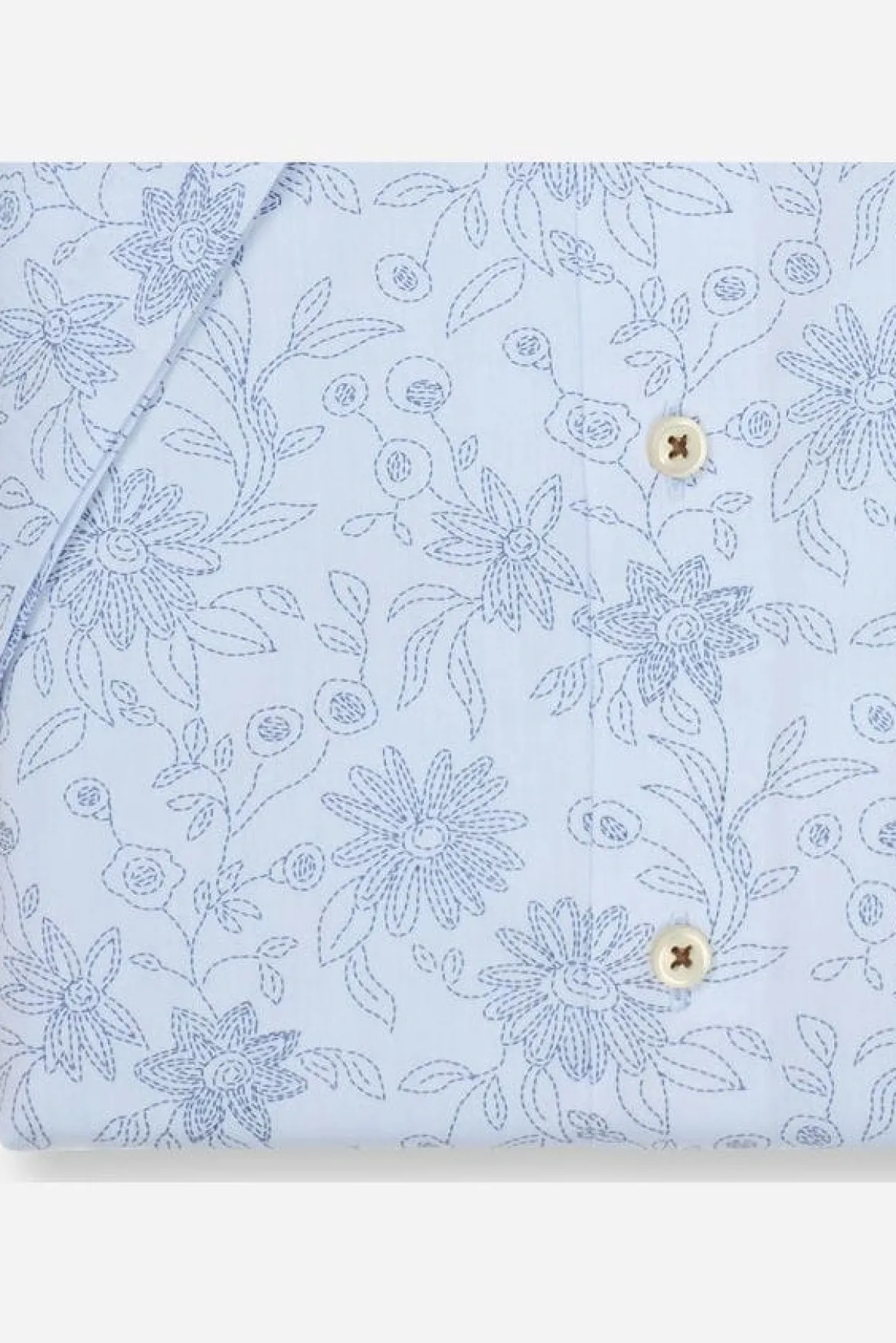 Olymp miesten lyhythihainen kauluspaita Luxor Modern Fit SS Floral Print, kuosivaaleansininen