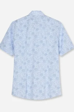 Olymp miesten lyhythihainen kauluspaita Luxor Modern Fit SS Floral Print, kuosivaaleansininen
