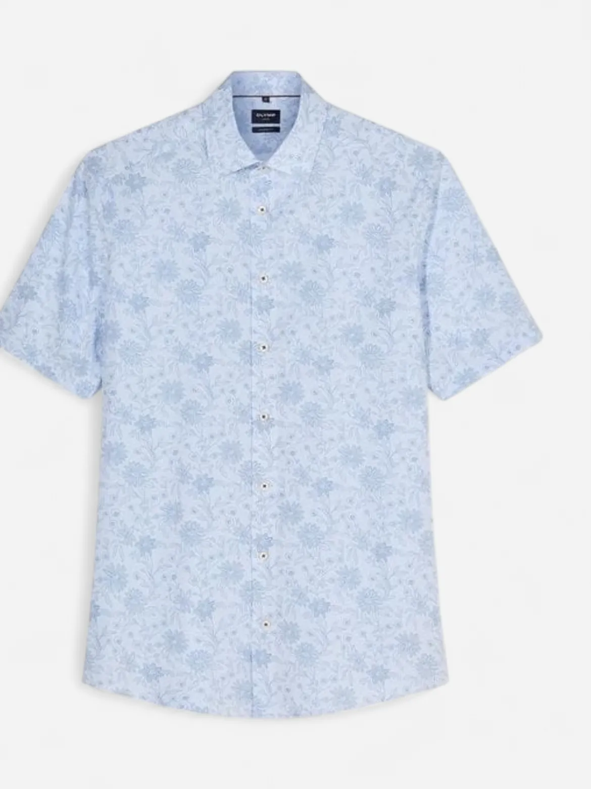 Olymp miesten lyhythihainen kauluspaita Luxor Modern Fit SS Floral Print, kuosivaaleansininen
