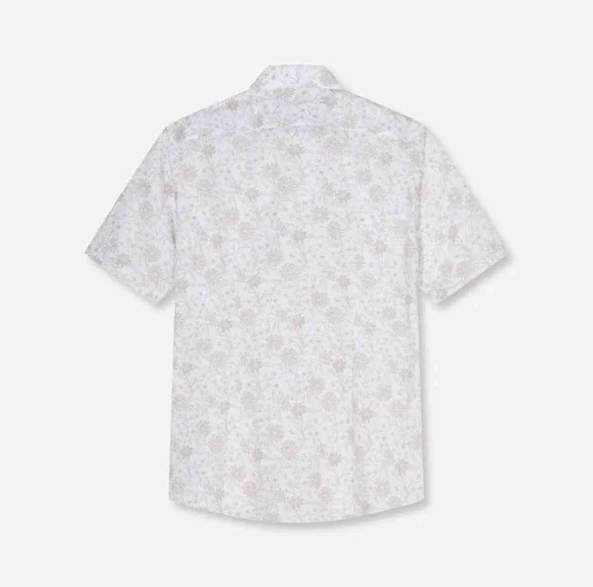 Olymp miesten lyhythihainen kauluspaita Luxor Modern Fit SS Floral Print, valkopohjainen kuosi