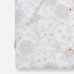 Olymp miesten lyhythihainen kauluspaita Luxor Modern Fit SS Floral Print, valkopohjainen kuosi