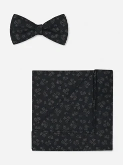Olymp rusetti + taskuliina Bow Tie & Pocket Square Jacquard, tummansininen
