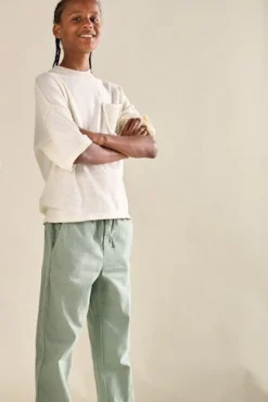Only and Sons Junior lasten housut, OSJLINUS COTTON LINEN PANT Vihreä