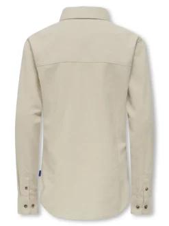 Only and Sons Junior lasten kauluspaita, OSJGUDMUND SLIM SHIRT WVN NOOS Beige