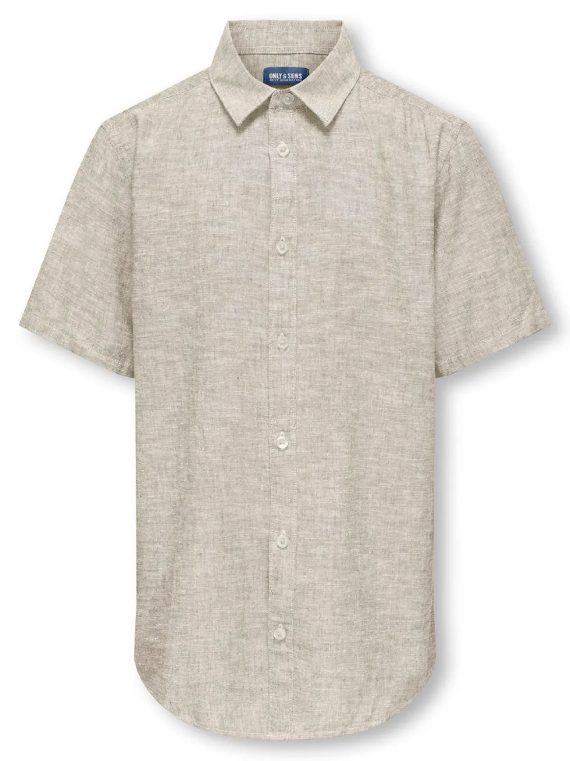 Only and Sons Junior lyhythihainen kauluspaita, OSJCAIDEN SS SOLID LINEN SHIRT Beige