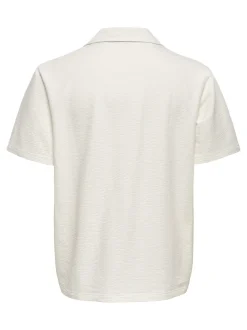 Only and Sons lyhythihainen kauluspaita ONSKIAN Life Reg Seersucker SS Tee, Cloud Dancer