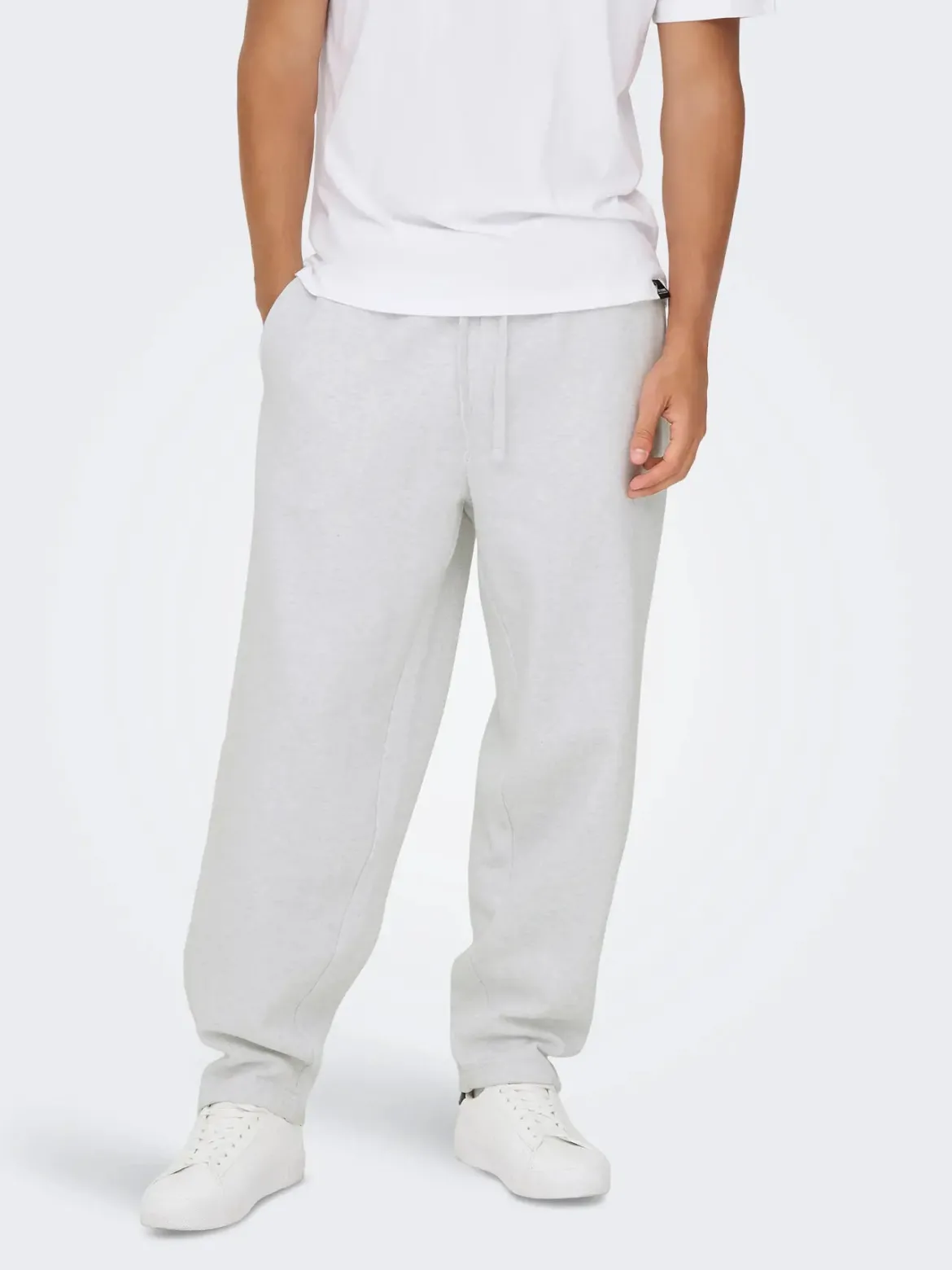Only and Sons miesten collegehousut Onsceres Wide Pant, vaaleanharmaa
