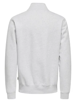 Only and Sons miesten collegepaita Ceres Half Zip, Super Light Grey Melange