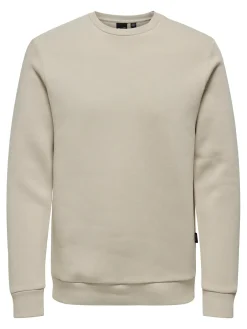 Only and Sons miesten collegepaita ONSCERES Crew Neck, Silver Lining