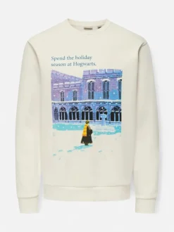 Only and Sons miesten collegepaita ONSXMAS REG CREW HP, Cloud Dancer